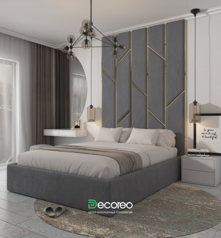 Кровать с высокими мягкими панелями «Ренни»