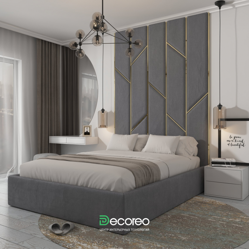 Кровать с высокими мягкими панелями «Ренни»