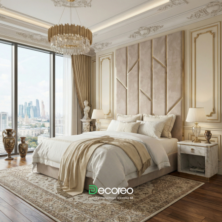 Кровать «Ренни» с высокими мягкими панелями