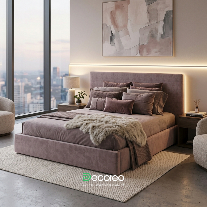 Кровать «Саливан» с высоким мягким изголовьем