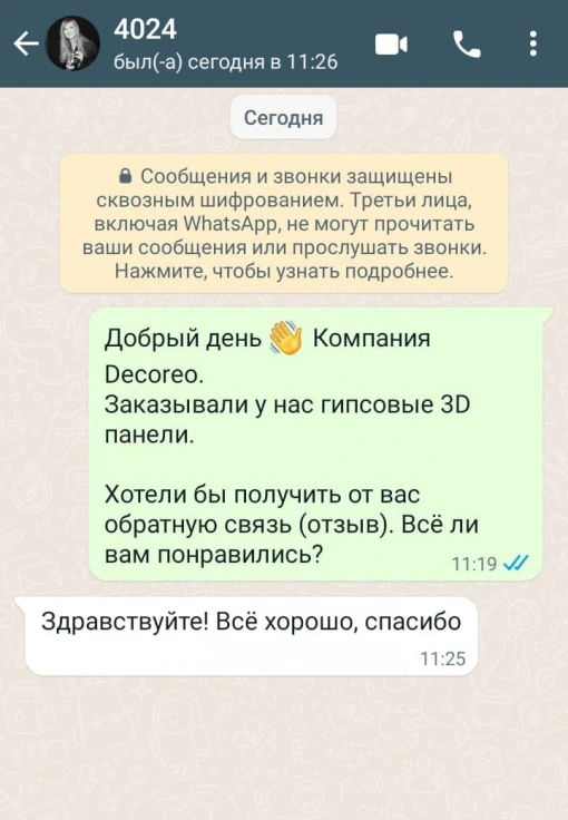 Отзыв клиента о Decoreo