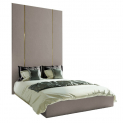 Кровать Pelitte 160х200 светло-серого цвета с золотыми молдингами и подъемным механизмом