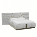 Кровать Sogno d’oro 160х200 см серого цвета с золотыми молдингами и подъемным механизмом