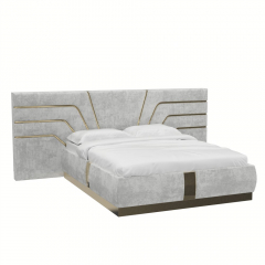 Кровать Sogno d’oro 160х200 см серого цвета с золотыми молдингами и подъемным механизмом