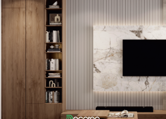 ТВ зона в гостиной с 3д панелями (готовое решение)