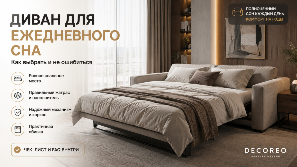 Диван для ежедневного сна: механизмы, наполнитель, ошибки