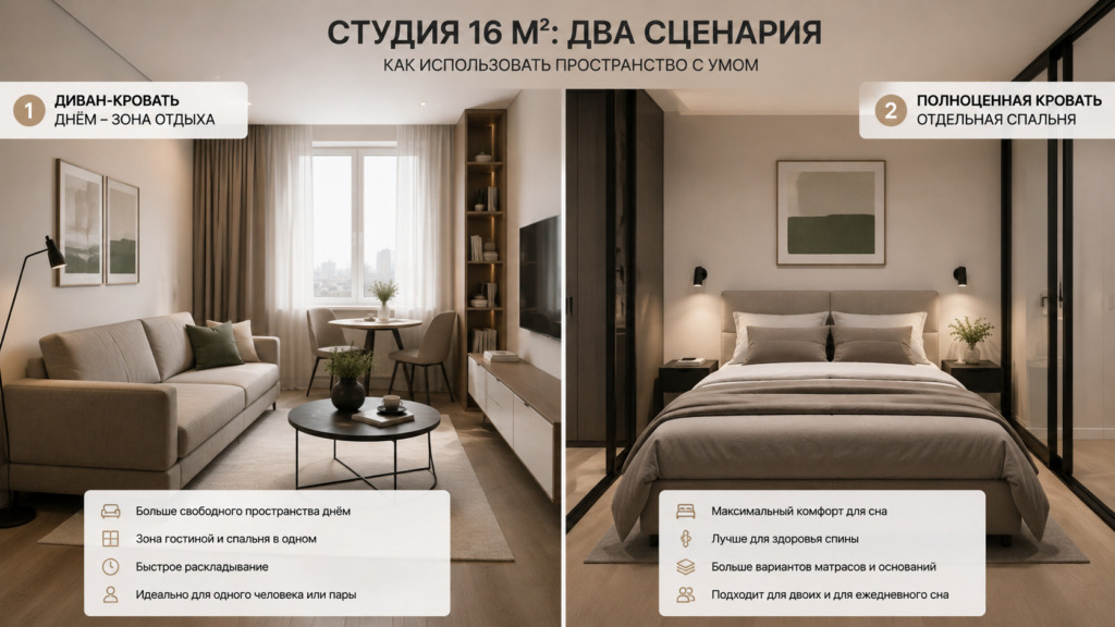 диван-кровать днём как зона отдыха