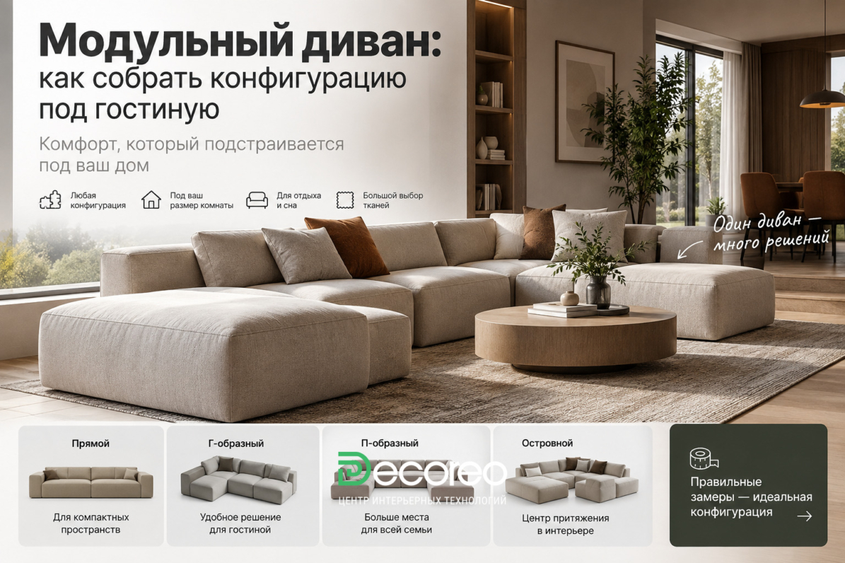 Модульный диван: как собрать конфигурацию под гостиную?
